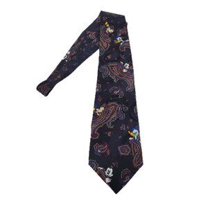 Vintage Disney Mickey Inc Neck Tie Mickey Mouse Paisley 100% Silk Goofy Donald